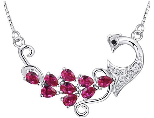 Diamonds and Ruby Pendant PT900 Necklace