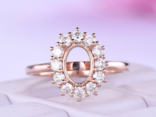 Diana Moissasnite Halo Oval Semi Mount Ring