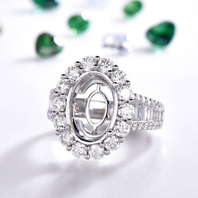 Diana Oval Semi Mount Ring Baguette Diamond - Lord of Gem Rings