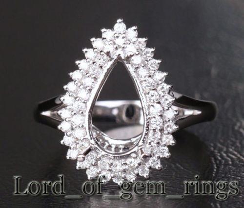 Diana Pear Semi Set Diamond Double Halo in Rose Gold - Lord of Gem Rings