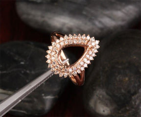 Diana Pear Semi Set Diamond Double Halo in Rose Gold - Lord of Gem Rings