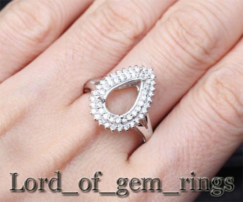 Diana Pear Semi Set Diamond Double Halo in White Gold - Lord of Gem Rings