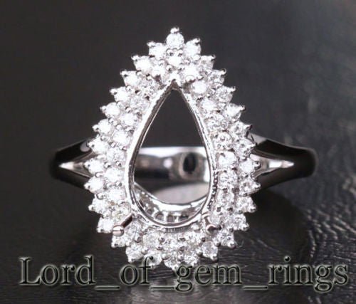 Diana Pear Semi Set Diamond Double Halo in White Gold - Lord of Gem Rings
