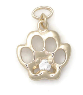 Dog Pawn Print Diamond Pendant Yellow Gold - Lord of Gem Rings