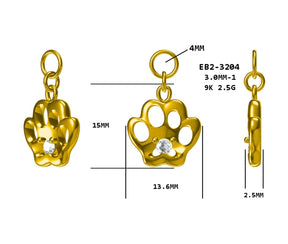 Dog Pawn Print Diamond Pendant Yellow Gold - Lord of Gem Rings