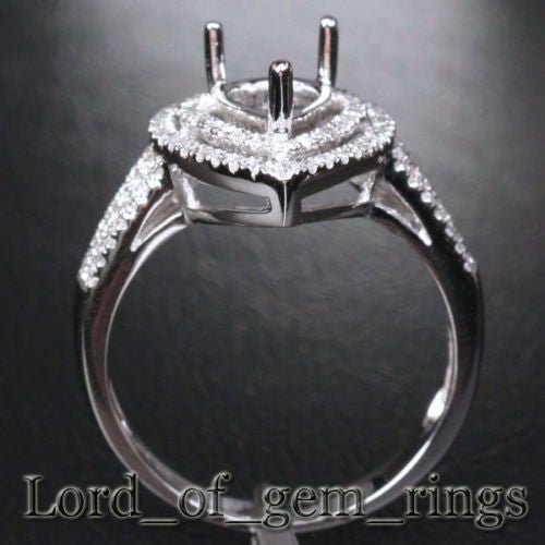 Double Halo Pear Semi Mount Setting Triple Row Diamond Band - Lord of Gem Rings