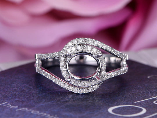 Double Knot Diamond Oval Semi Mount Ring