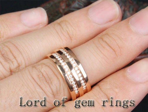 Double Row Diamond Wedding Band 14K Rose Gold .52CT - Lord of Gem Rings