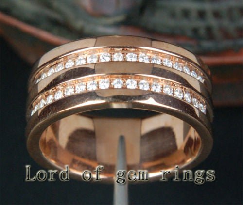 Double Row Diamond Wedding Band 14K Rose Gold .52CT - Lord of Gem Rings