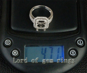 Emerald Cut 11x9mm Diamond Engagement Semi Mount Ring 14K White Gold Setting - Lord of Gem Rings