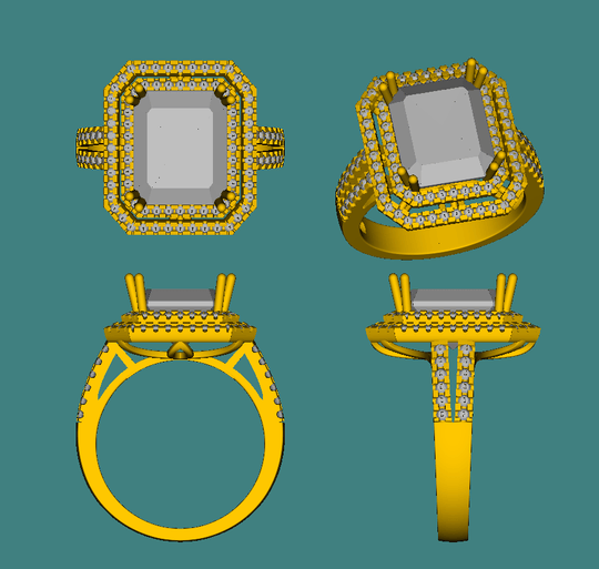 Emerald Cut 11x9mm Diamond Engagement Semi Mount Ring 14K White Gold Setting