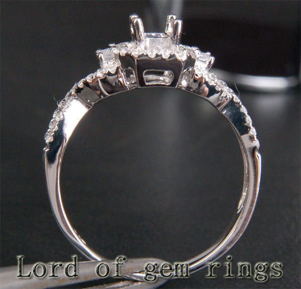 Emerald Cut 4x6mm 14K Gold Diamonds Semi Mount Ring Infinite Love Shank - Lord of Gem Rings