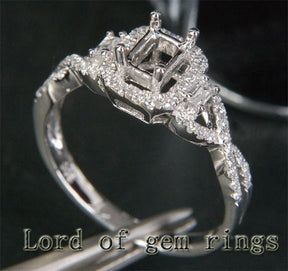 Emerald Cut 4x6mm 14K Gold Diamonds Semi Mount Ring Infinite Love Shank - Lord of Gem Rings