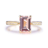 Emerald Cut Morganite Diamond Ring Lovely Heart on Bucket - Lord of Gem Rings