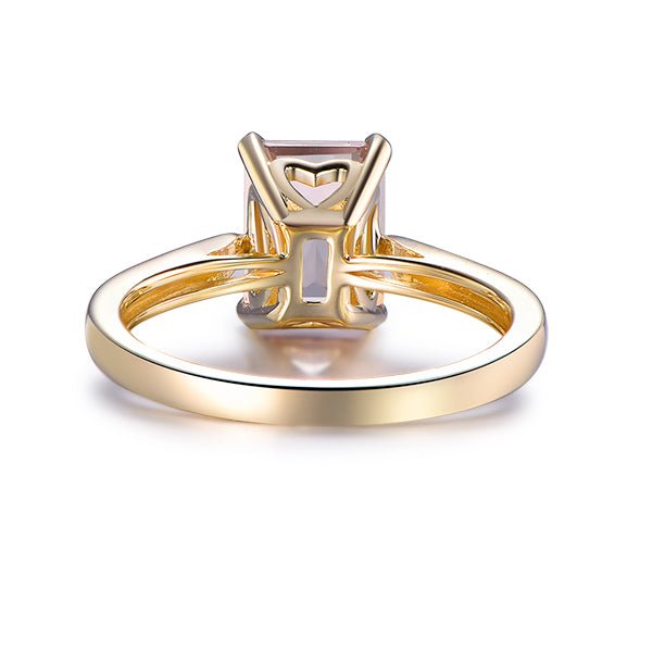 Emerald Cut Morganite Diamond Ring Lovely Heart on Bucket - Lord of Gem Rings