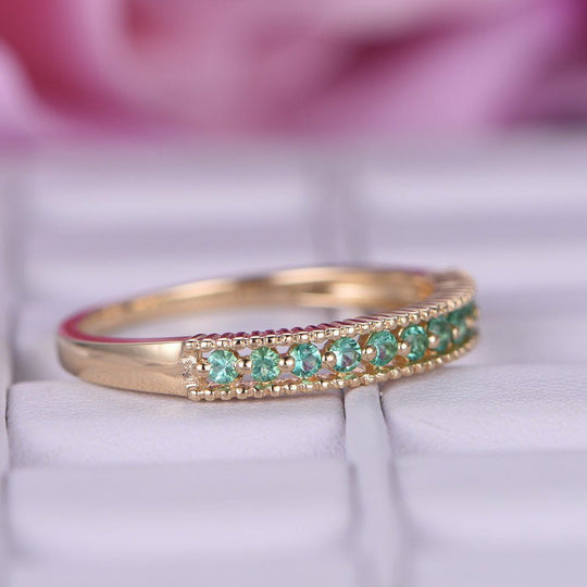 Emerald May Birthstone Band Half Eternity Ring
