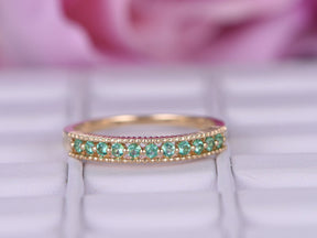 Emerald May Birthstone Band Half Eternity Ring - Lord of Gem Rings