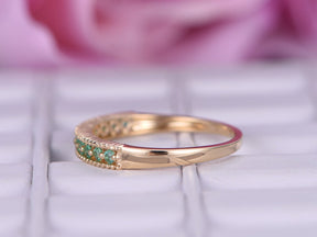 Emerald May Birthstone Band Half Eternity Ring - Lord of Gem Rings