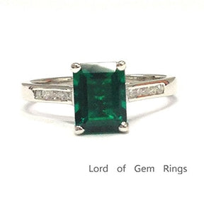 Emerald Shape Emerald Diamond Engagement Ring - Lord of Gem Rings