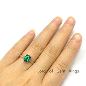Emerald Shape Emerald Diamond Engagement Ring - Lord of Gem Rings