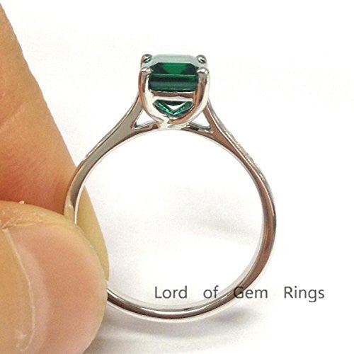 Emerald Shape Emerald Diamond Engagement Ring - Lord of Gem Rings