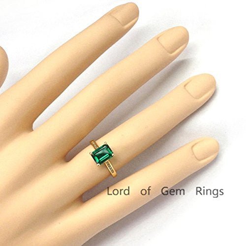 Emerald Shape Emerald Diamond Engagement Ring - Lord of Gem Rings