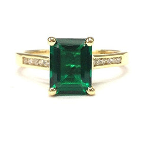 Emerald Shape Emerald Diamond Engagement Ring - Lord of Gem Rings