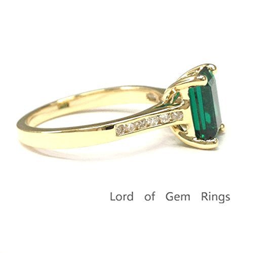 Emerald Shape Emerald Diamond Engagement Ring - Lord of Gem Rings