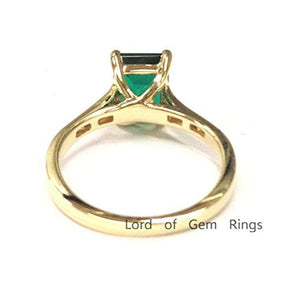 Emerald Shape Emerald Diamond Engagement Ring - Lord of Gem Rings