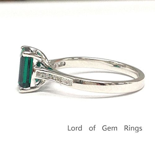 Emerald Shape Emerald Diamond Engagement Ring - Lord of Gem Rings