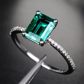 Emerald Shape Emerald Diamond Shank Engagement Ring - Lord of Gem Rings