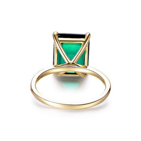 Emerald Shape Emerald Solitaire Ring 14K Yellow Gold - Lord of Gem Rings