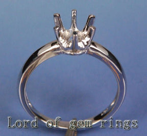 Engagement Semi Mount Ring 14K White Gold Setting Round 6.5mm Solitaire - Lord of Gem Rings