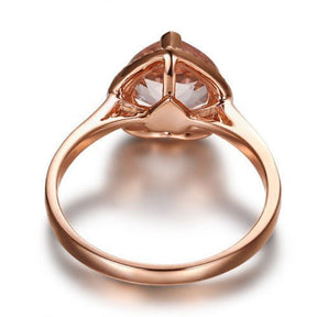 Engravable Heart Morganite Diamond Halo Engagement Ring - Lord of Gem Rings