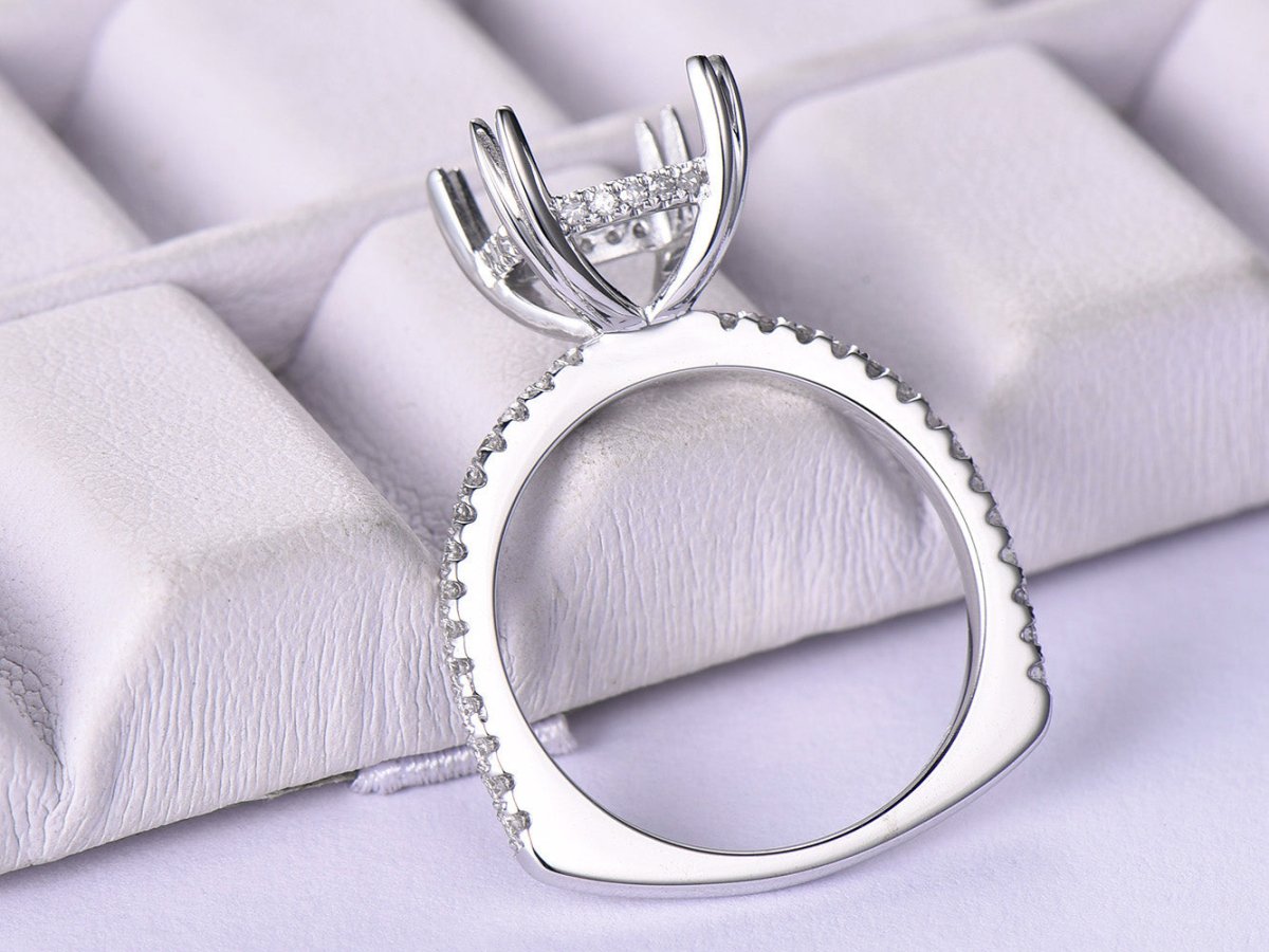 Euro Diamond Semi Mount Ring 14K White Gold - Lord of Gem Rings