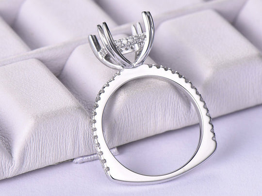 Euro Diamond Semi Mount Ring 14K White Gold