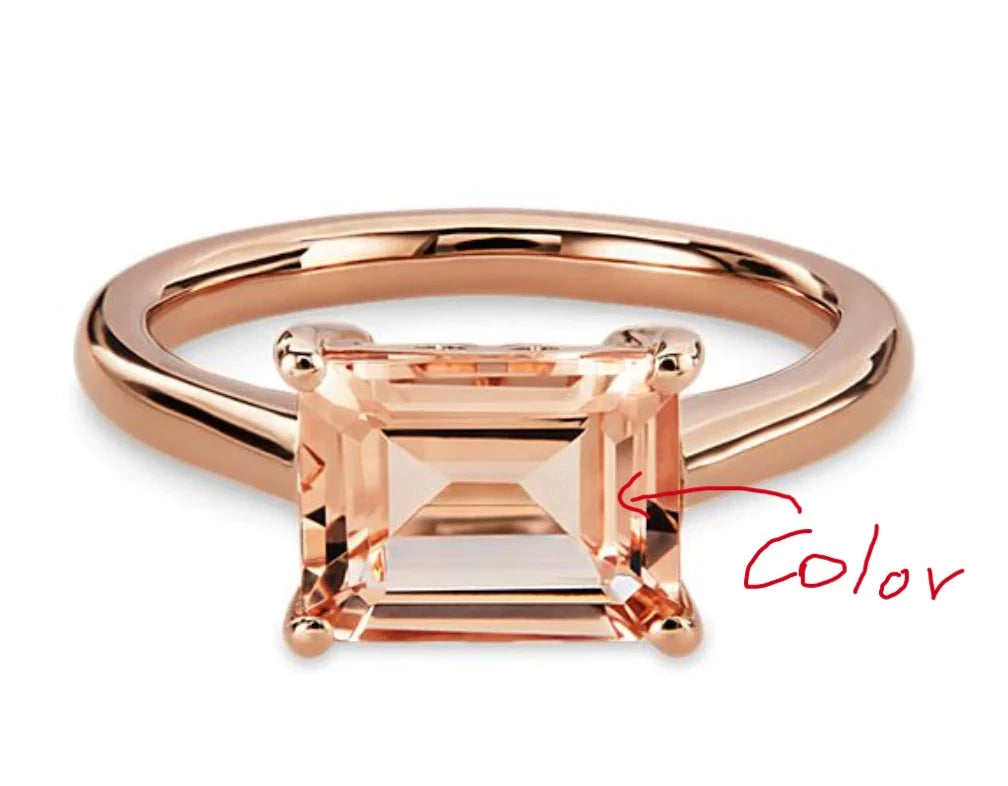 Reserved for IL- 3ct Natural Cushion Morganite Engagement Ring East-West Setting 14K Rose Gold