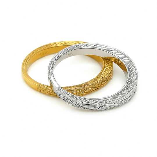 Filigree Art Deco MILGRAIN Wedding Band 14K Gold