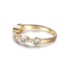 Five-Stone Bezel Set Bubble Moissanite Wedding Band in 14K Yellow Gold - Lord of Gem Rings