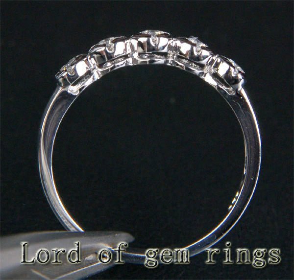 Five-Stone Bezel Set Diamond Wedding Band 14K White Gold - Lord of Gem Rings