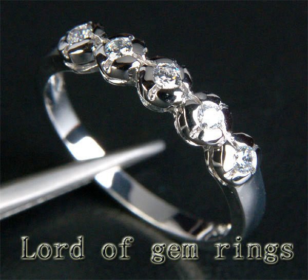 Five-Stone Bezel Set Diamond Wedding Band 14K White Gold - Lord of Gem Rings