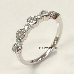 Five-Stone Bubble Bezel Set Moissanite Wedding Band in 14K White Gold - Lord of Gem Rings