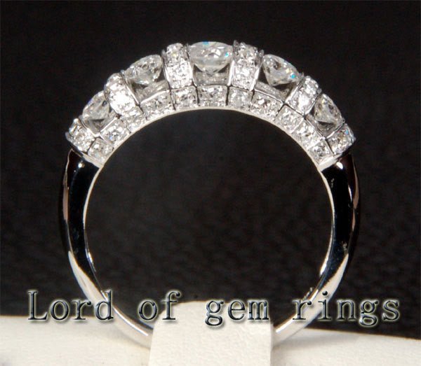 Five-Stone Channel Set Diamond Wedding Band 14K White Gold (1.19ctw) - Lord of Gem Rings