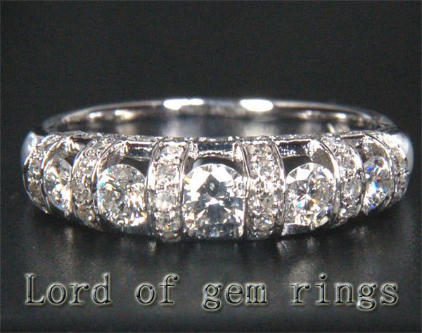 Five-Stone Channel Set Diamond Wedding Band 14K White Gold (1.19ctw) - Lord of Gem Rings