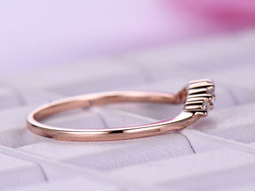 Five-Stone Diamond Curved Wedding Band 14K Rose Gold - Lord of Gem Rings