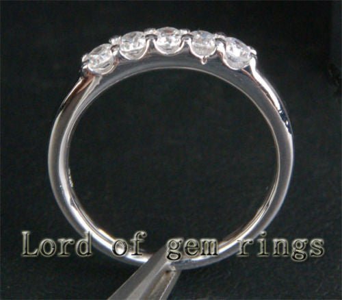 Five-Stone Diamond Wedding Band 14K White Gold - Lord of Gem Rings