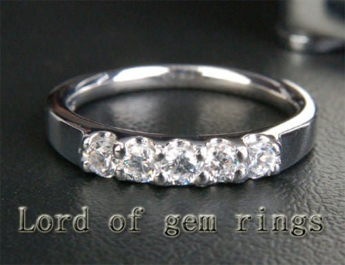 Five-Stone Diamond Wedding Band 14K White Gold