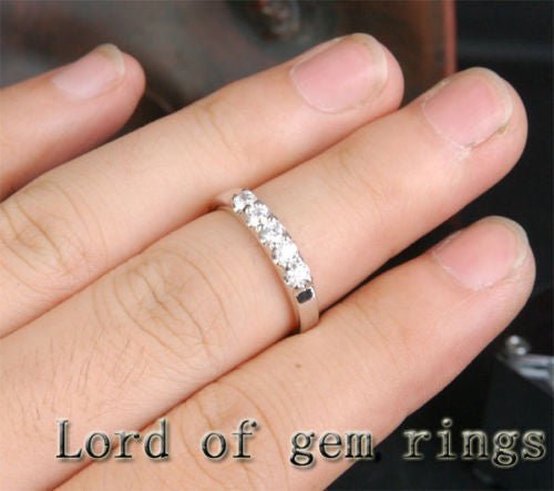 Five-Stone Diamond Wedding Band 14K White Gold - Lord of Gem Rings