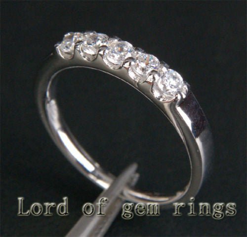 Five-Stone Diamond Wedding Band 14K White Gold - Lord of Gem Rings