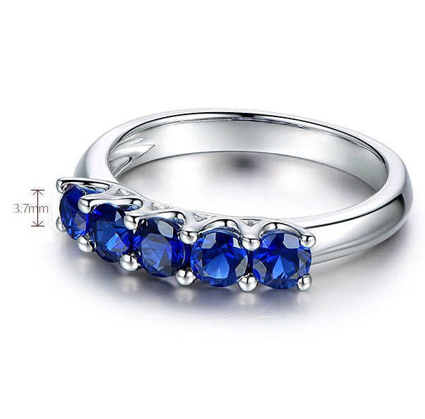 Five Stone Sapphire Ring September Birthstone Band Women's Ring - Lord of Gem Rings